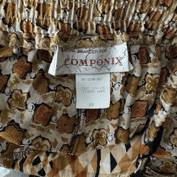 Marsha Brander for Componix Pants Women 8 Brown Geometric Palazzo Pants Neutral - Picture 7 of 8